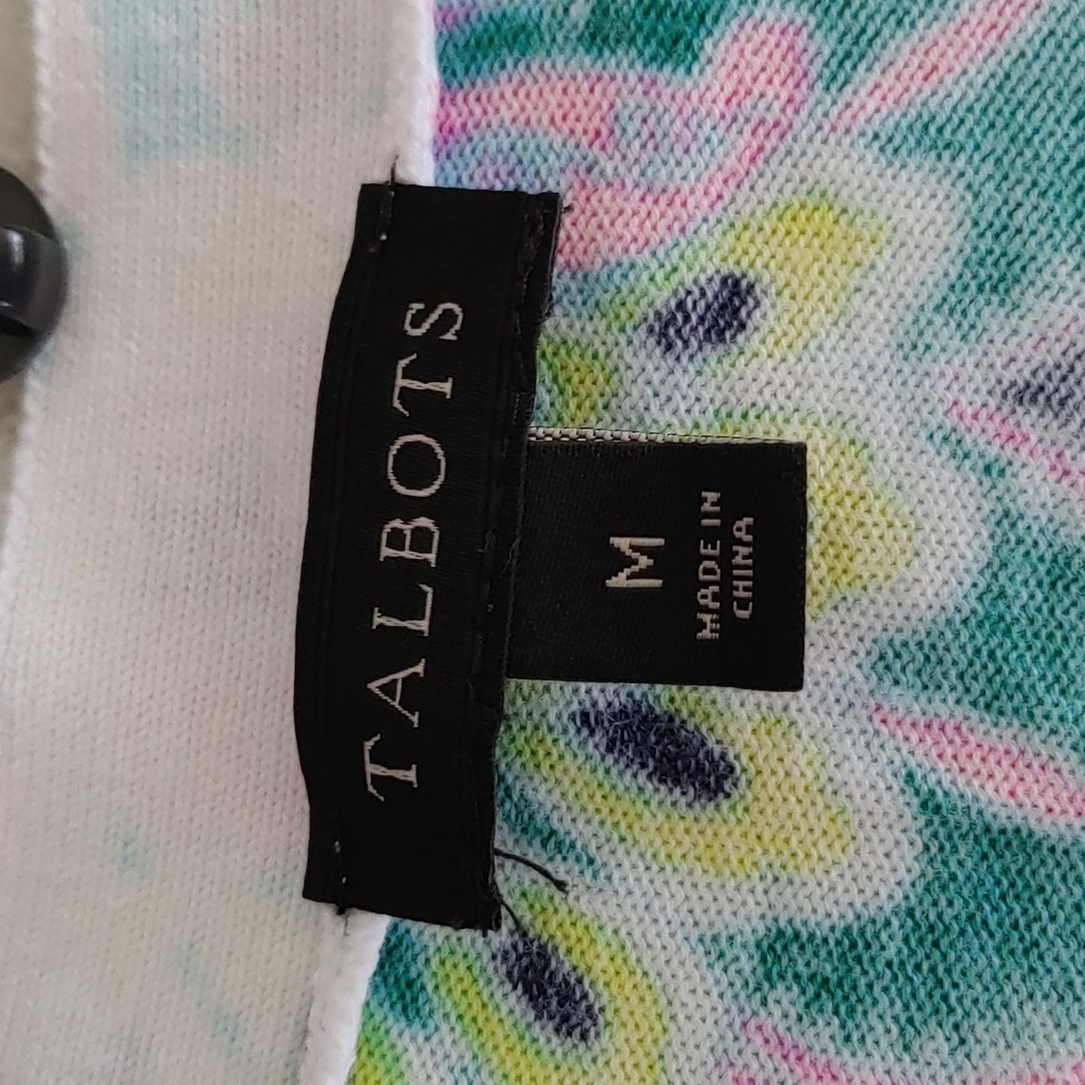 Talbots Short Sleeve Button Front Floral V-Neck Cardigan Size M - Picture 5 of 6